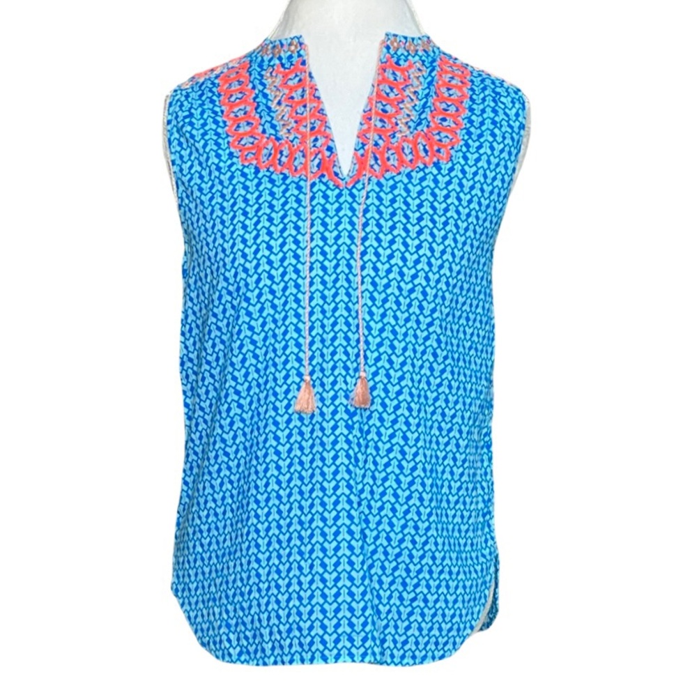 J Crew Embroidered Tank Top Size 6 EUC